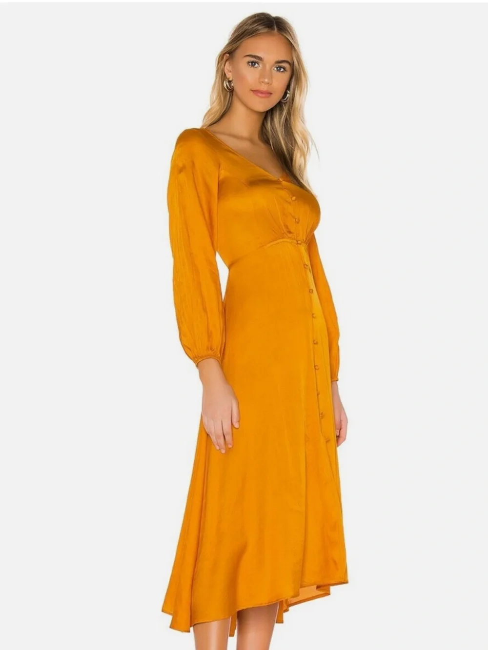 Free People Sunset Orange Lattice-Back Button Midi Dress - Picture 5 of 11